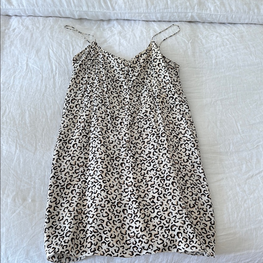 Tibi Black and White Leopard Print Mini Dress